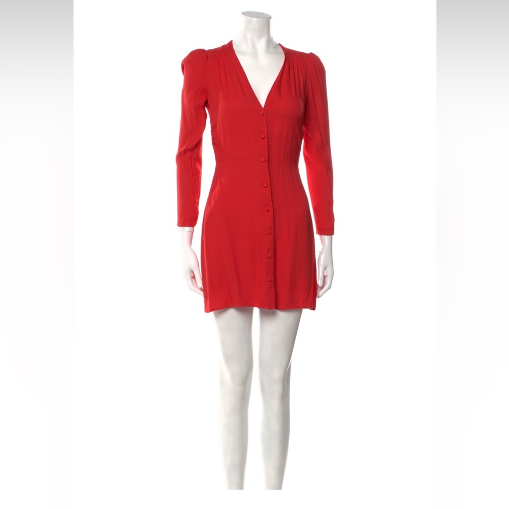 Reformation Button-up Mini Dress in Red - Size 0